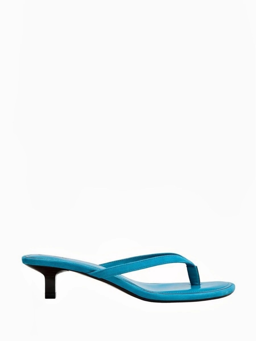 Suede kitten Heeled blue Thong Sandals